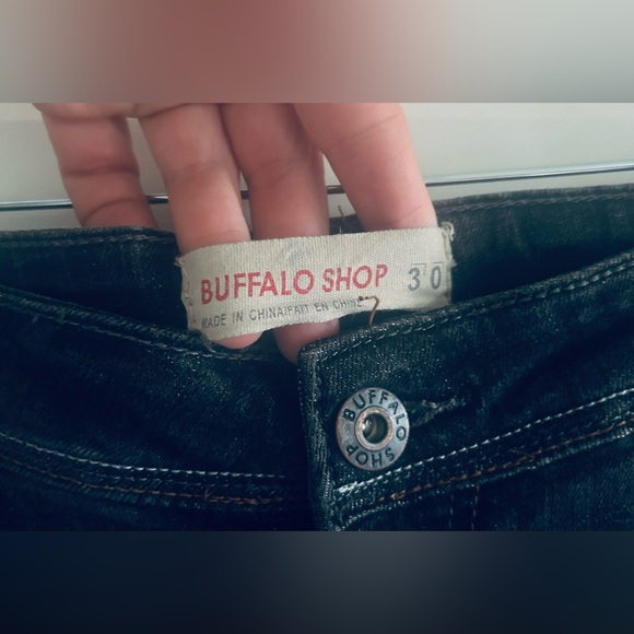 #152 Size 30 waist buffalo jeans, kind of a black with gray acidwash - Picture 3 of 4